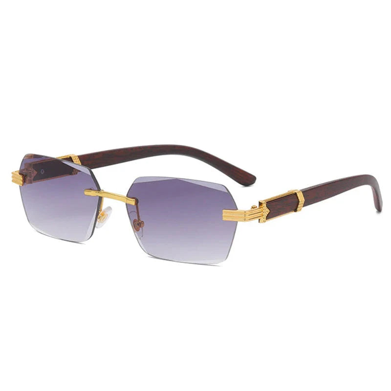 Rectangular frame sunglasses in grey color, featuring alloy construction and UV400 gradient lenses for stylish eye protection.