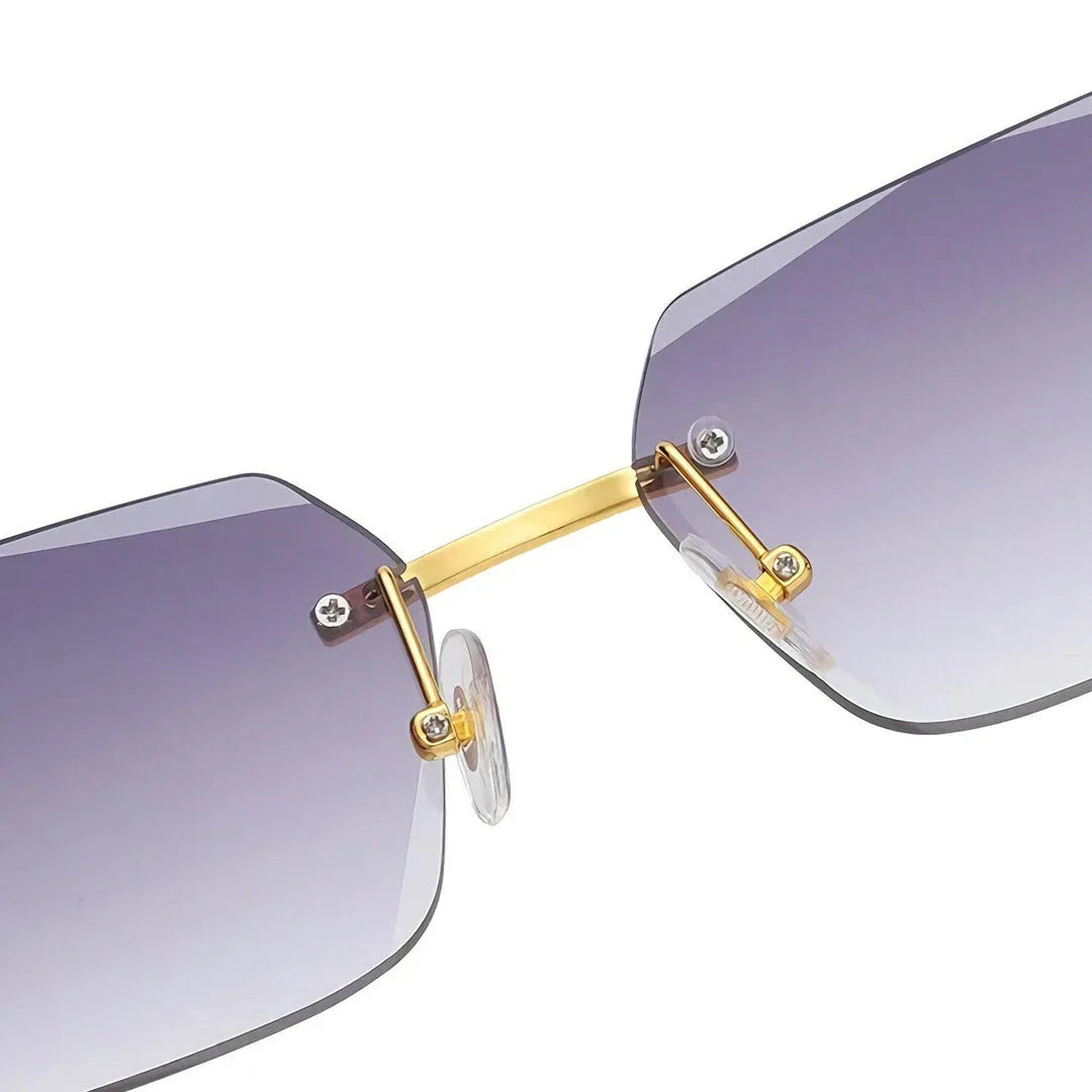 Rectangular frame sunglasses in grey color, featuring alloy construction and UV400 gradient lenses for stylish eye protection.