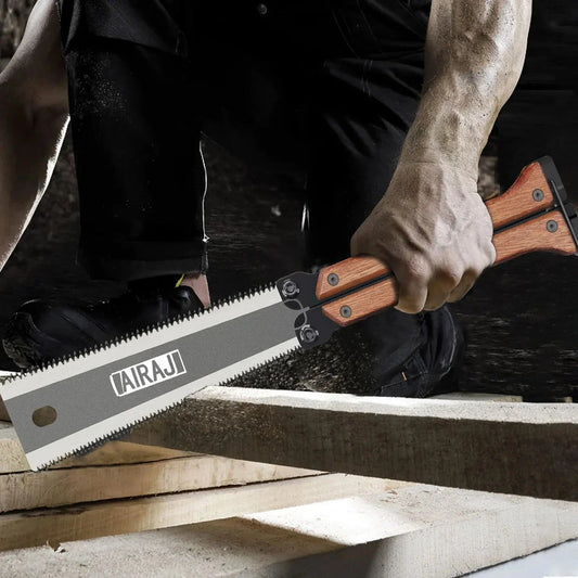 Folding SK5 Steel Pocket Garden Saw with fine-toothed blade and hardwood handle for precision woodworking