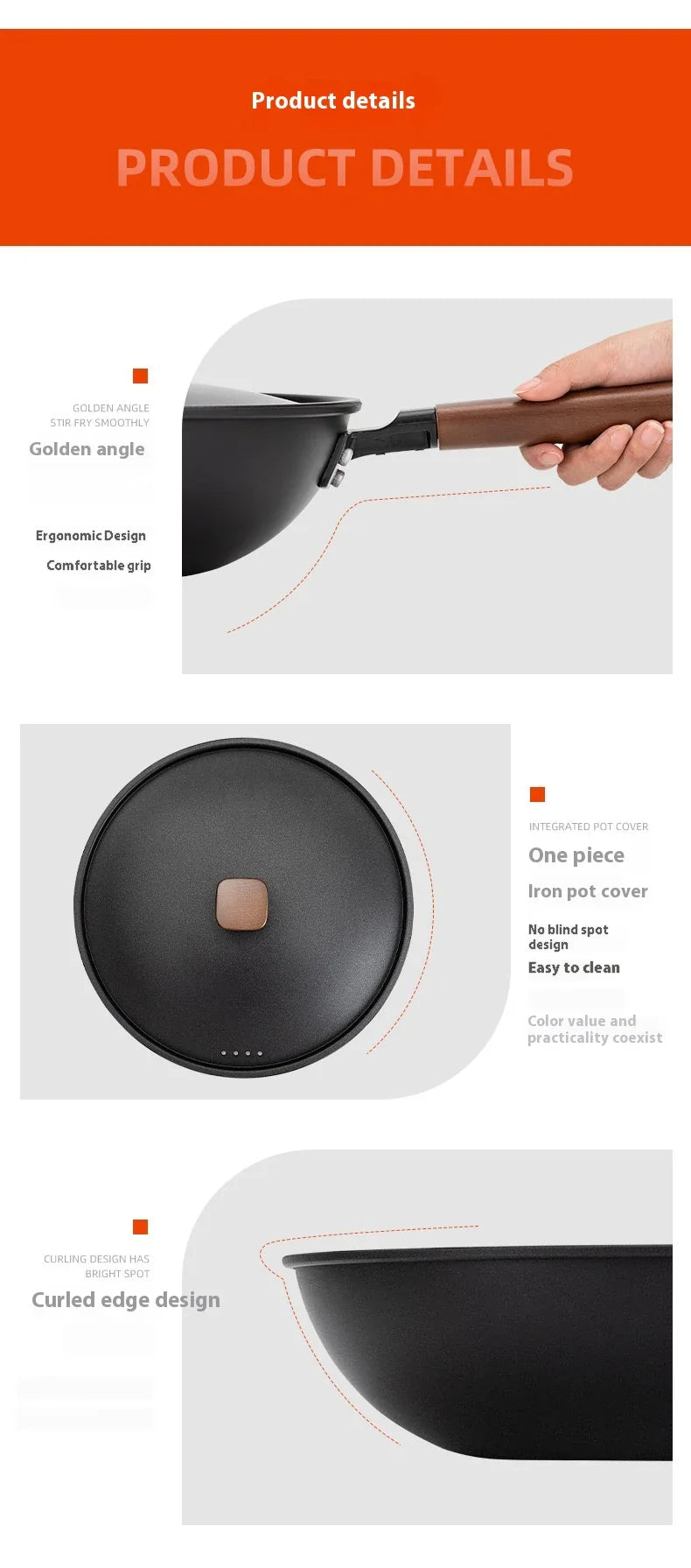 Trendha Refined Iron Wok in Black Color with Various Size Options