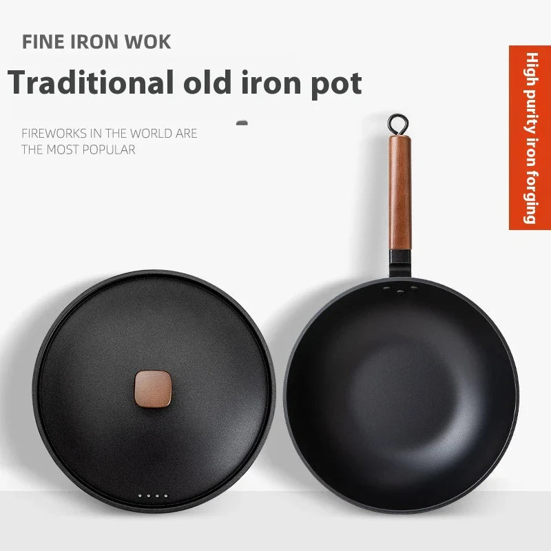 Trendha Refined Iron Wok in Black Color with Various Size Options
