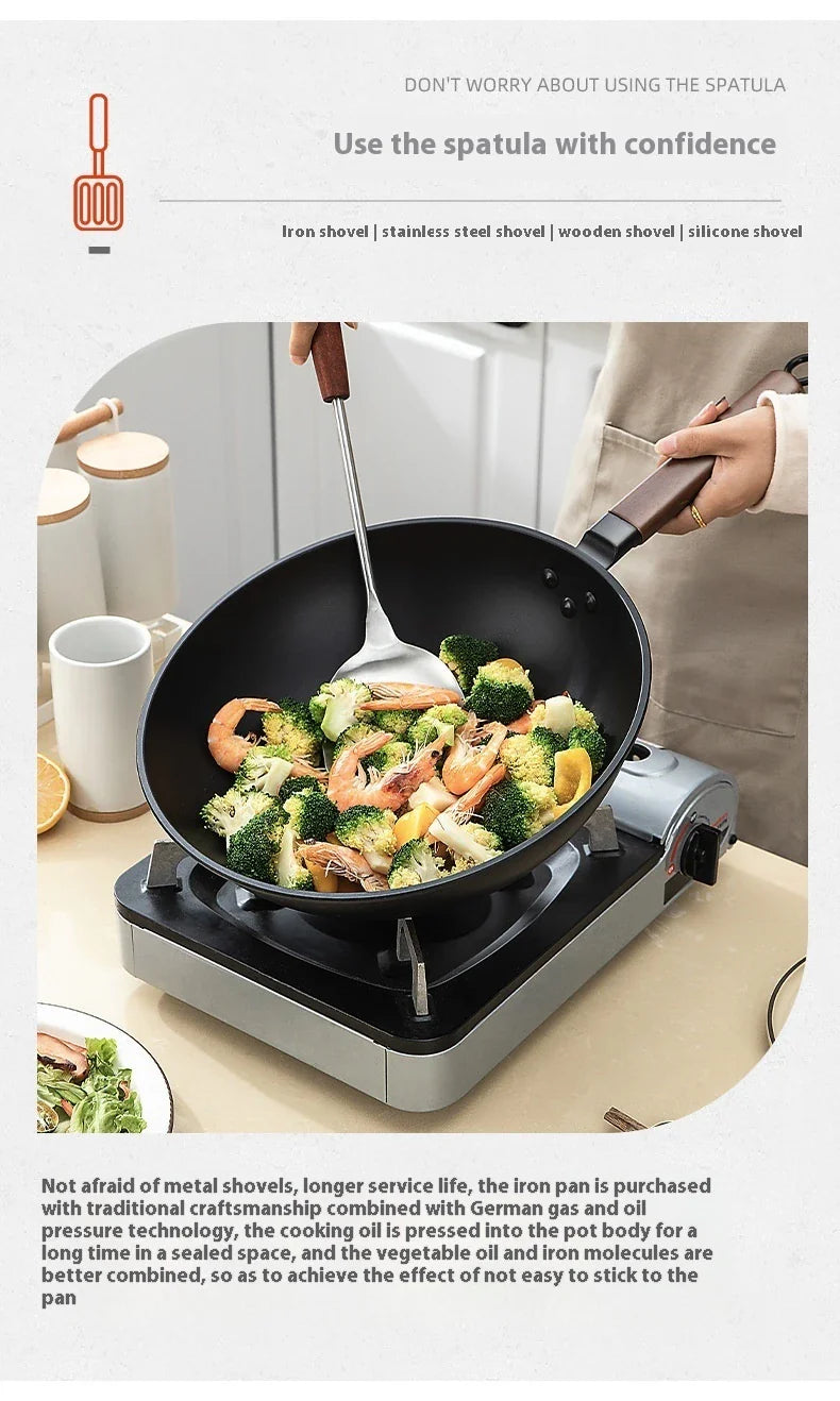 Trendha Refined Iron Wok in Black Color with Various Size Options