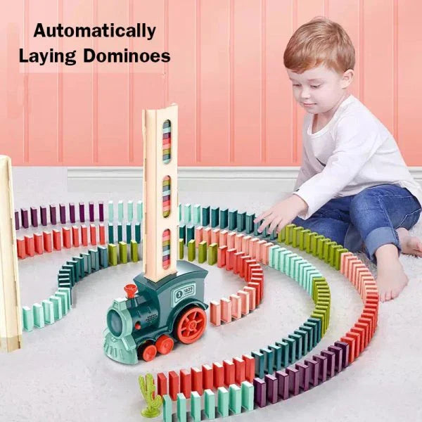 Automatic Domino Trains - Effortless Domino Laying, Steerable Design, Reusable Cartridge for Convenient Setup