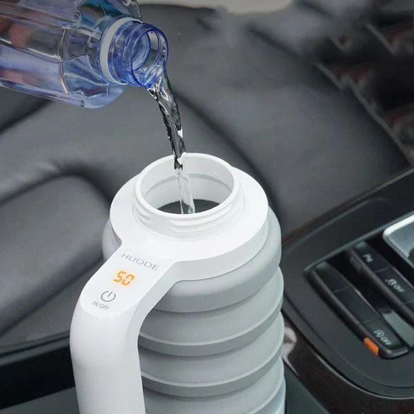 Car Folding Electric Heating Kettle with 550ml capacity, intelligent temperature control, and foldable body for easy storage in your vehicle