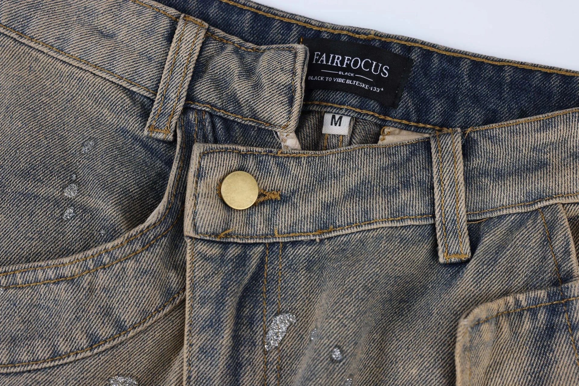 American Street Fashion Retro Denim Trousers in a blue color, featuring a relaxed straight-leg silhouette and cargo pockets for added functionality and style.