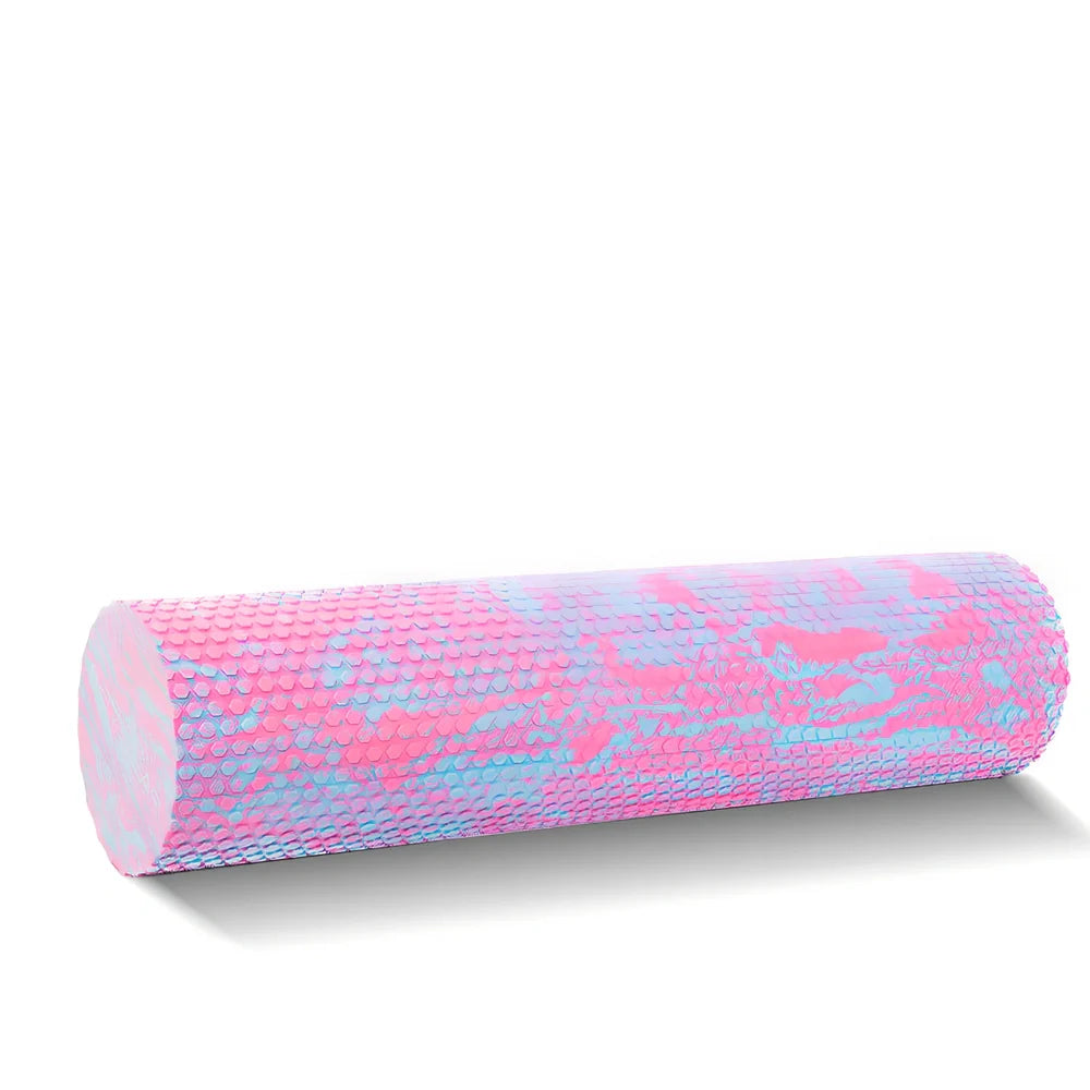 Pink 30cm floating foam roller for yoga back massage, 15cm diameter EVA construction