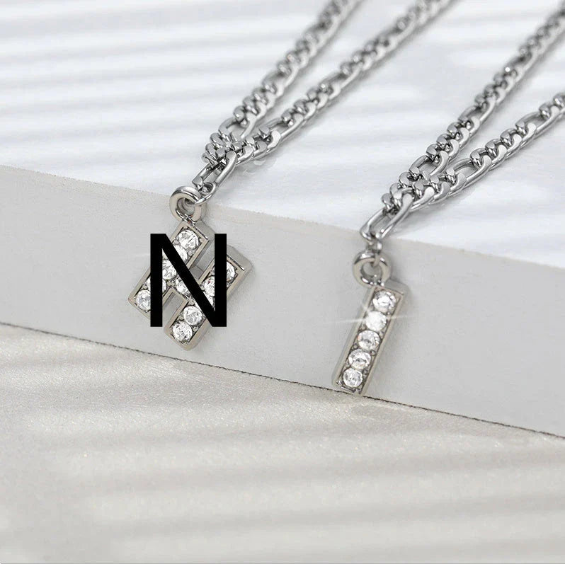 Personalized Stainless Steel Letter Anklet with Sparkling Zircon Accents