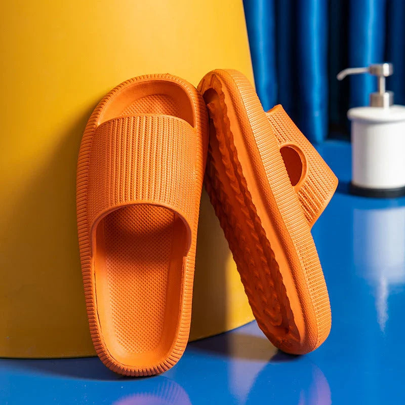 Unisex EVA slippers in various colors, including white, yellow, green, blue, black, khaki, grey, pink, and orange