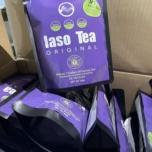 Single packet of sugar-free instant slimming tea powder mix for cold water preparation.