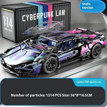 Remote control building block racing car model with detailed plastic components and wireless controller