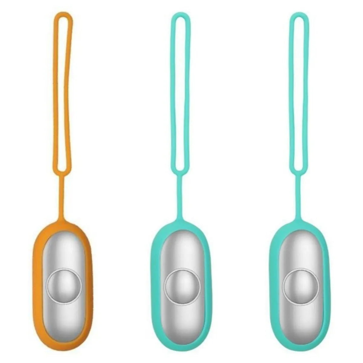 Hand-held micro-current sleep aid device in grey, green, and orange colour options