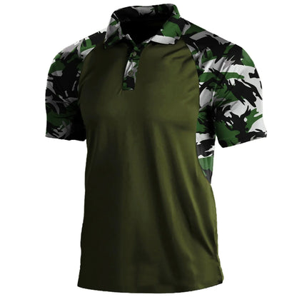 Men's striped short-sleeved polo shirt with lapel collar and zip front in polyester fibre, summer top in sizes S to XXXL