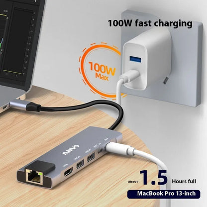 Steam Deck Six-in-one Docking Station with aluminium housing, 15cm cable, HDMI, Ethernet and USB ports