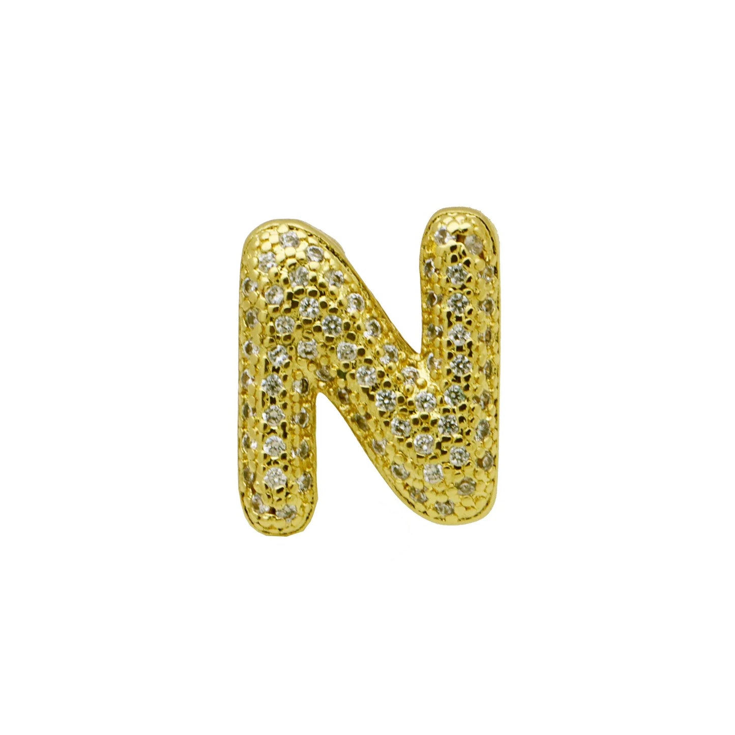 Retro style copper bracelet with English letter charm featuring micro inlaid zirconium stones in gold plating