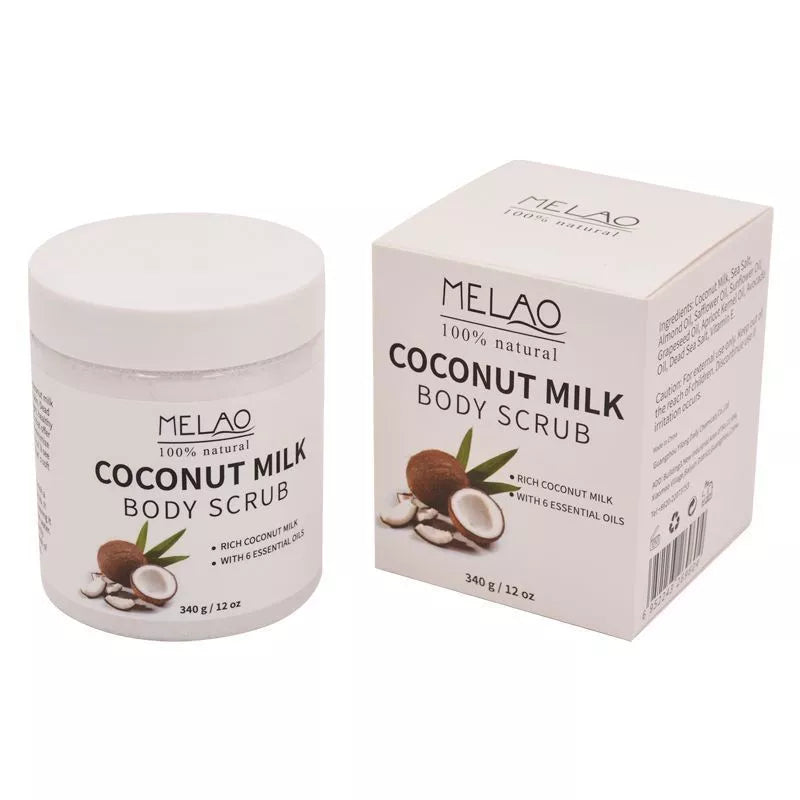 Coconut Milk Body Scrub Cream for deep cleansing and skin brightening, 340g