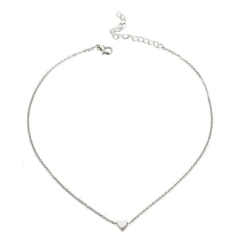 Elegant clavicle necklace with a double-sided love pendant, made of high-quality alloy for a timeless, fashion-forward look.