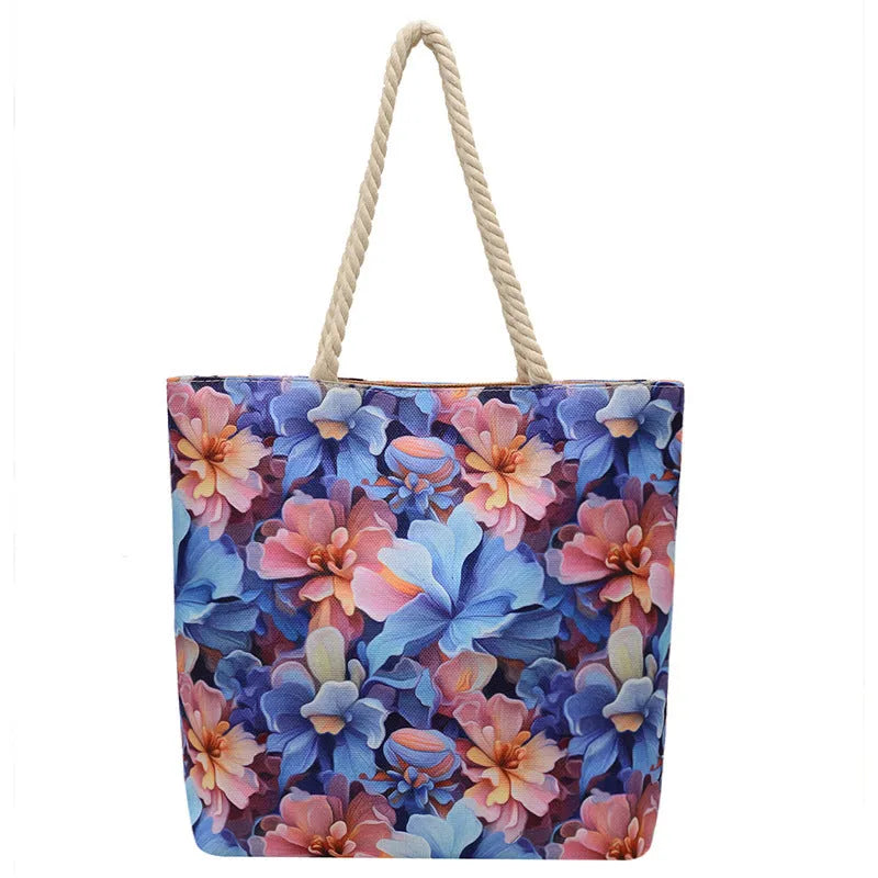 Cotton linen canvas shoulder bag with adjustable string straps and urban simplicity design