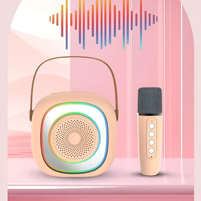 Wireless karaoke microphone with Bluetooth audio transmitter in black double wheat colour option