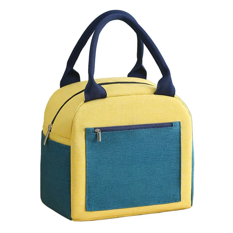 Aluminium foil thickening waterproof lunch insulation bag in blue colour with modern simple design