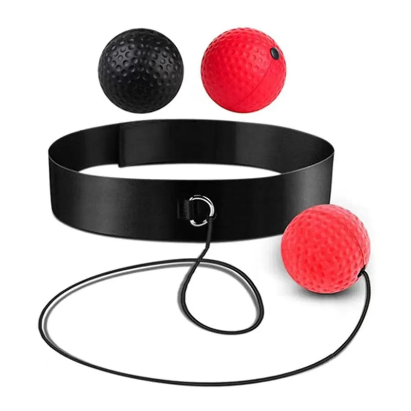 Head-mounted boxing reaction ball training equipment with adjustable headband, designed for fitness, decompression and hand-eye coordination practice using soft PU balls and tennis balls in multiple colour options
