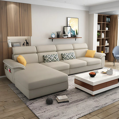 2.18-metre three-seater fabric sofa with wood frame and high-density sponge filling in modern minimalist design
