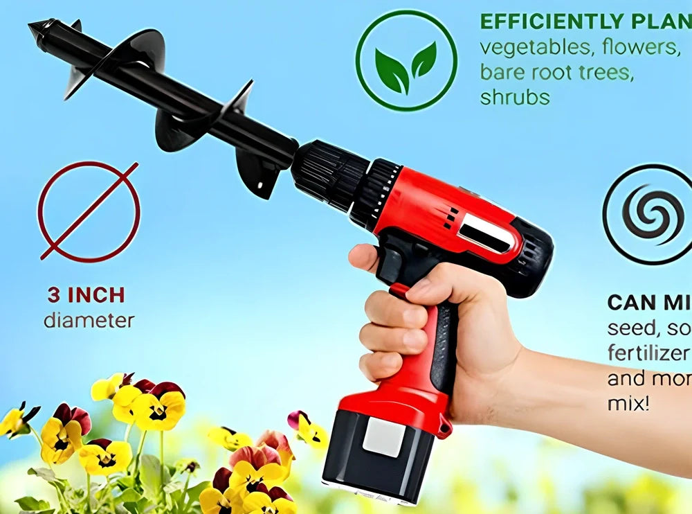 Spiral ground drilling machine with hexagonal shaft for garden tree planting and soil boring