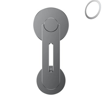 Silver magnetic phone holder mounted behind Tesla suspension screen showing 180-degree rotation adjustment