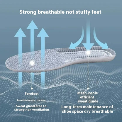 Breathable deodorant sports insoles in grey, black, and orange colours, with cut-to-fit sizing for shoes 35-46.