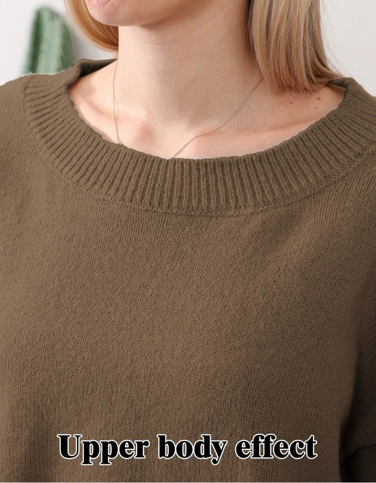 Cozy women's loungewear set in various colors and sizes, including brown camel, soil gray, and light gray