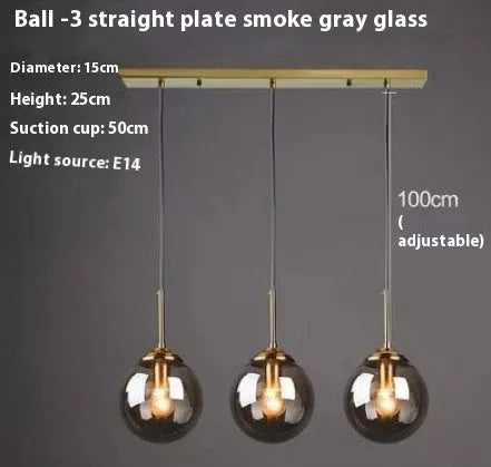 Simple modern round glass ball chandelier ceiling light in Nordic style