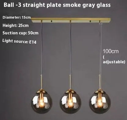 Simple modern round glass ball chandelier ceiling light in Nordic style