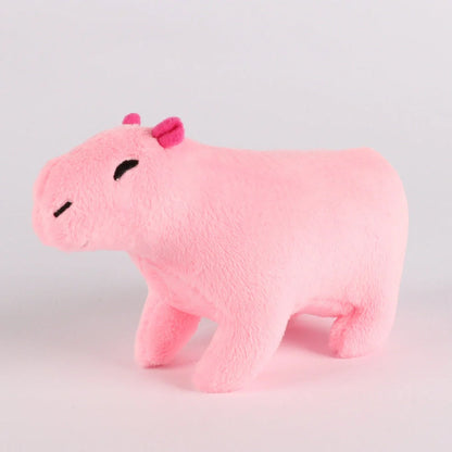 Capybara plush toy with super soft short plush fabric in blue, grey, pink, and brown colour options