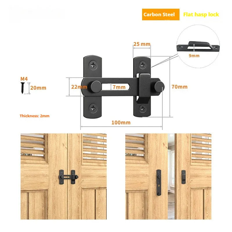 90-degree carbon steel sliding door lock with stainless steel shackle for warehouse security