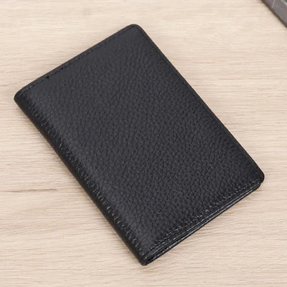 Genuine leather cowhide credit card holder in solid black or brown colour