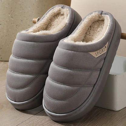 Soft and cozy winter house slippers in a variety of classic colors, featuring plush lining and thick, supportive EVA soles for ultimate indoor comfort and warmth.