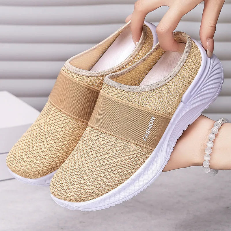 Women's Casual Shoes Breathable Non-Stuffy Mesh Upper Flat Heel Round Toe PVC Sole Lightweight Trainers Sizes 36-43 in Beige Blue Coffee Gray Pink Purple White Black