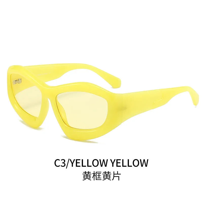 Concave shape sun glasses with bubble element design in multiple colour options for outdoor activities