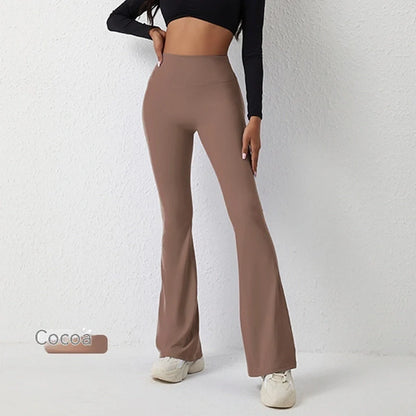 High waisted hip lift and wide leg fitness pants in various colors, perfect for workouts and casual wear.