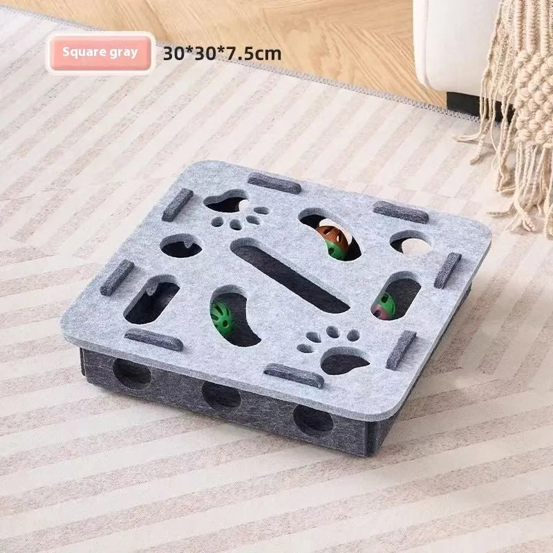 Felt cat toy box for scratching measuring 30cm square with 7.5cm height