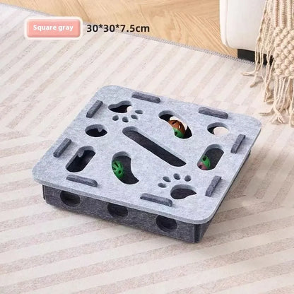 Felt cat toy box for scratching measuring 30cm square with 7.5cm height