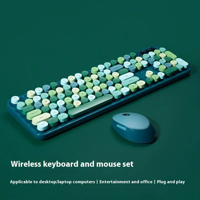 Purple mixed colour wireless keyboard and mouse set with USB receiver for computers