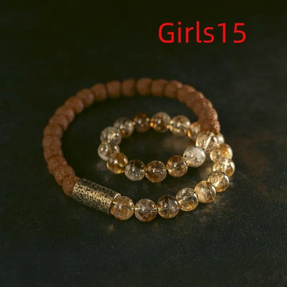 Children's personalised LCD bracelet in natural citrine colour with double circle retro design