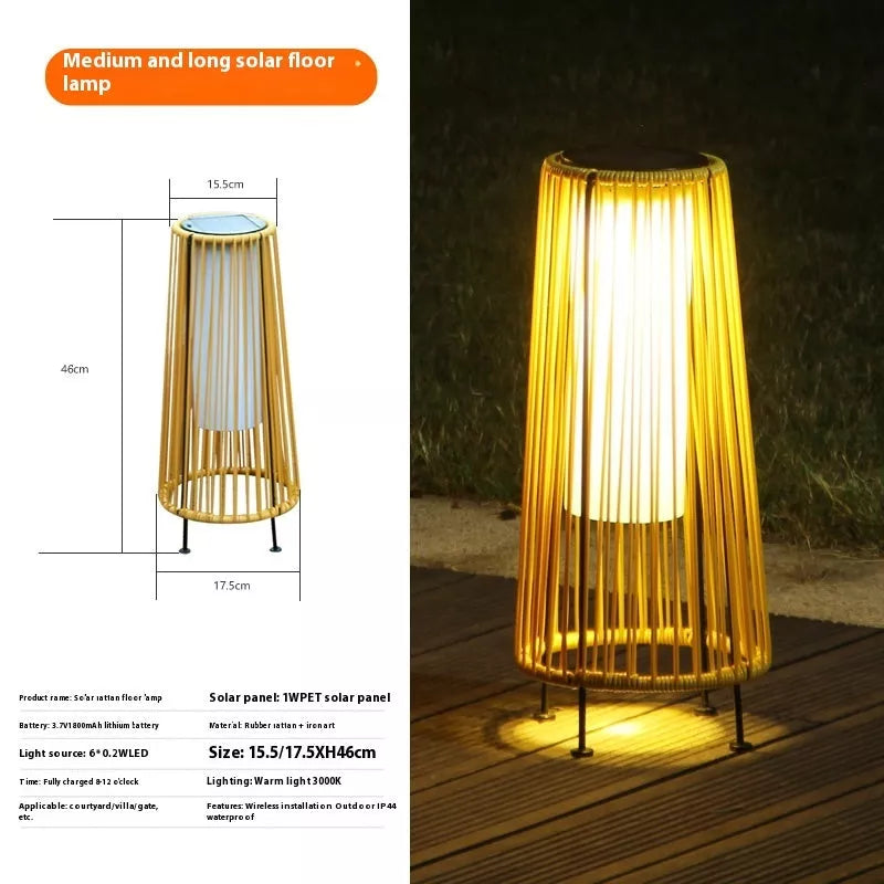 Outdoor solar lantern light with imitation bamboo design and LED lighting