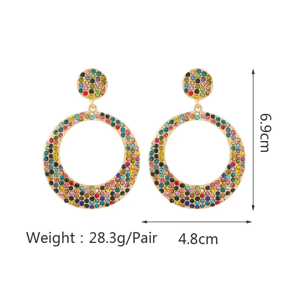 European American fashion metal alloy large pendant earrings with 3 cm diameter round cartoon design in colour options