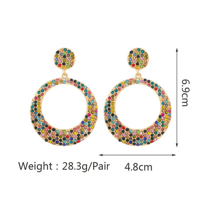 European American fashion metal alloy large pendant earrings with 3 cm diameter round cartoon design in colour options