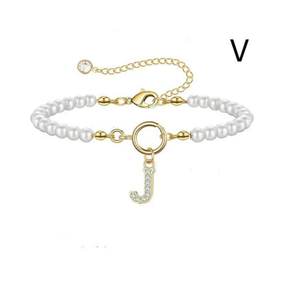 2024 fashion initial pearl bracelet for women with toggle clasp
