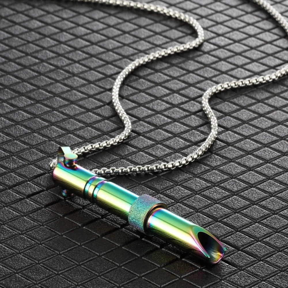 Premium Stainless Steel Meditation Necklace with Breathing Spinner and Braille Engraving for Anxiety and Stress Relief
