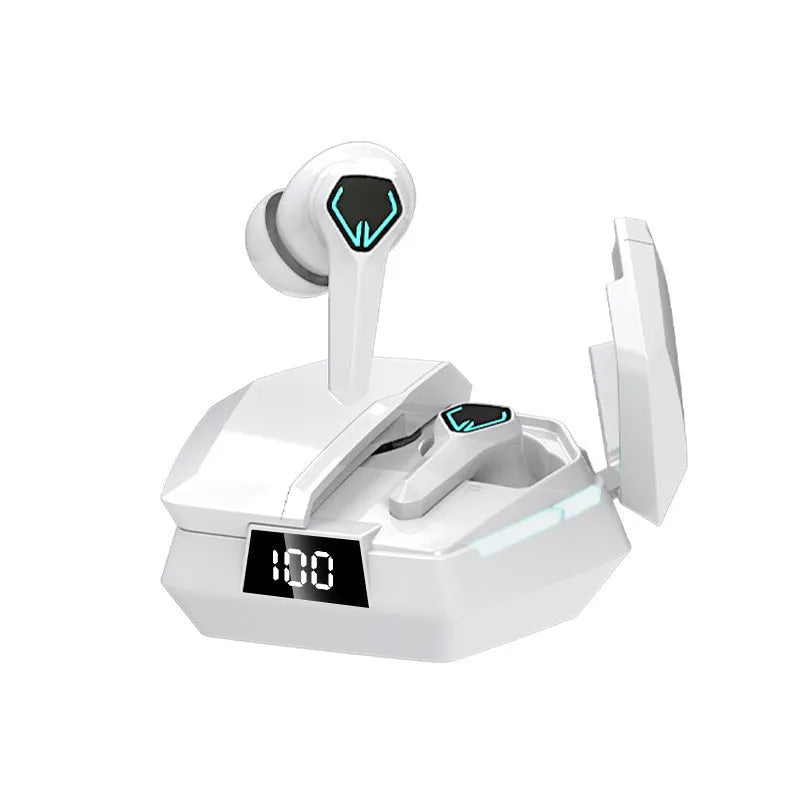 E-sports wireless in-ear Bluetooth headset with digital display, breathing light, PC ABS body, silver red yellow or white