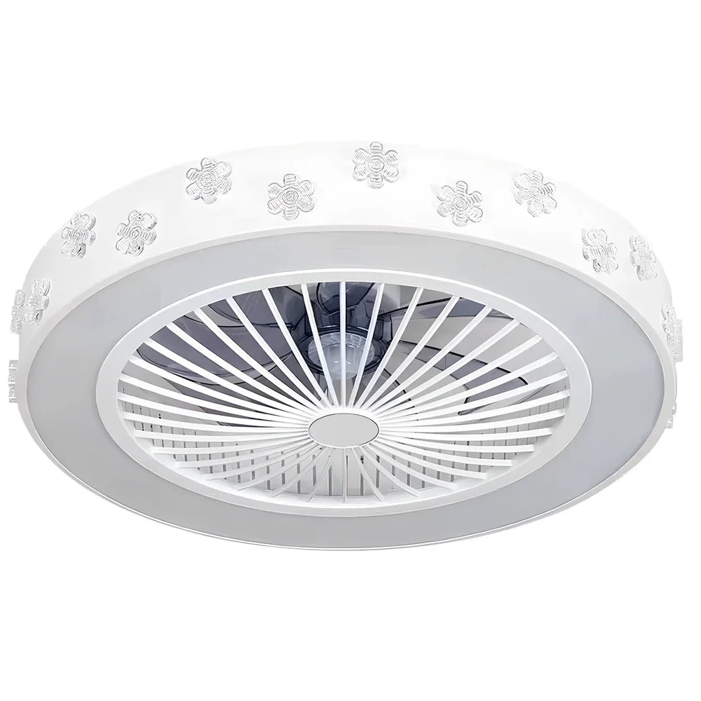 Ceiling fan light with decorative acrylic blades and integrated lighting, 56cm diameter
