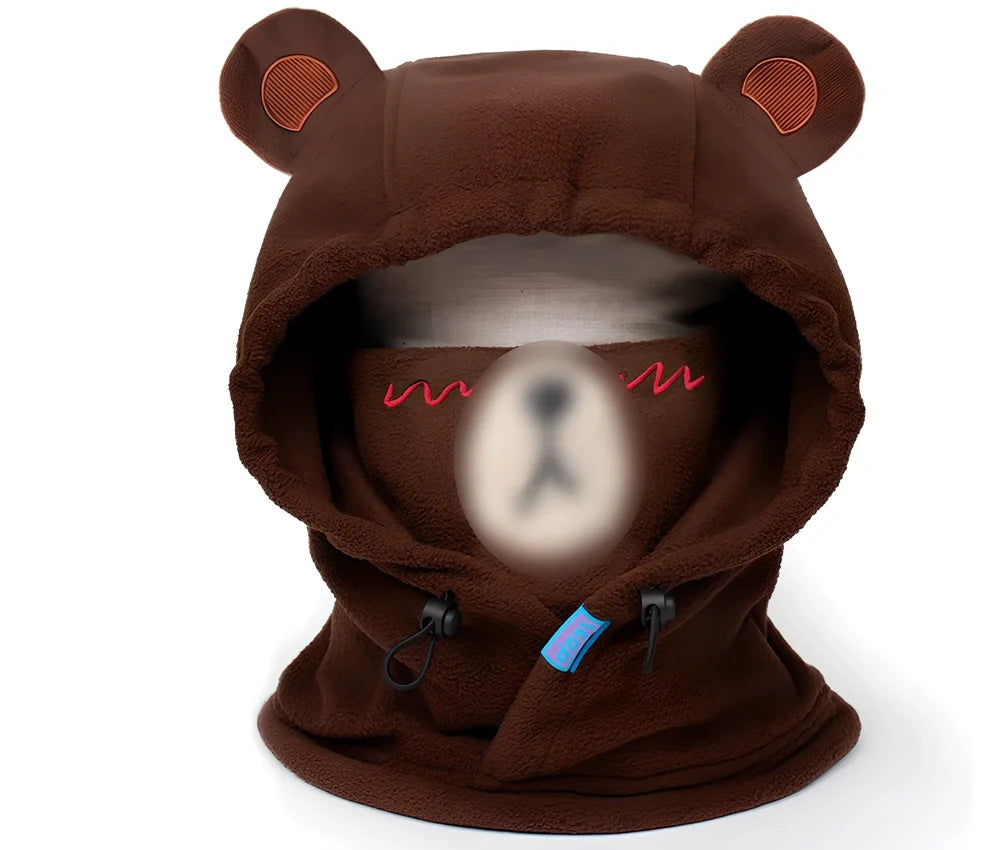 Brown Bear cartoon ski helmet head cover for winter sports protection with elastic band